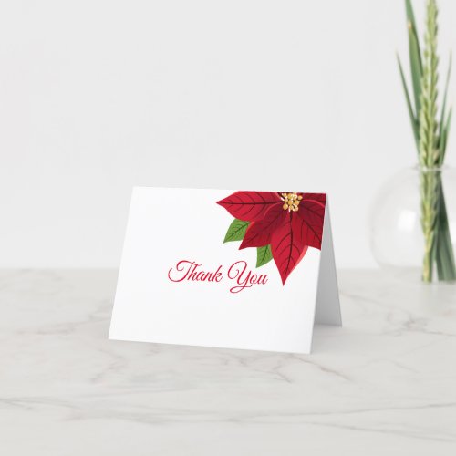 Christmas Poinsettia Folded Thank You Card