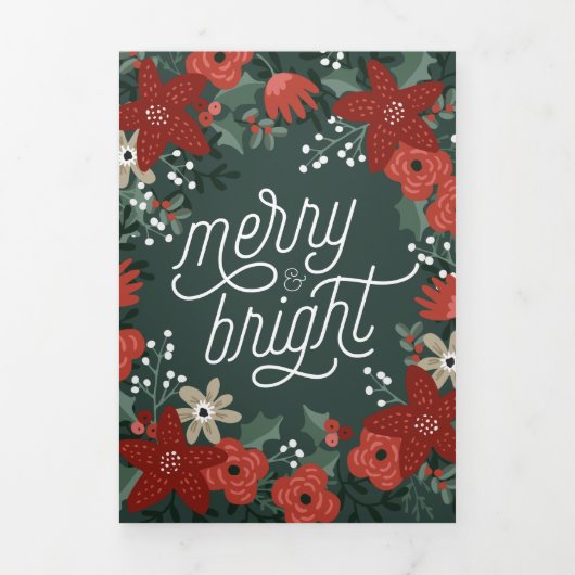 Christmas Poinsettia Foliage Holiday Tri Fold (Cover)