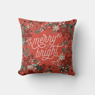 Christmas Poinsettia Foliage Throw Pillow