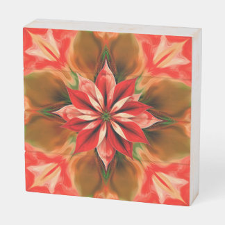 Christmas Poinsettia Frequency Birch Wood Box Sign
