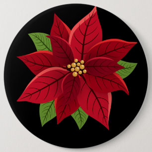 Christmas Poinsettia Gift Button