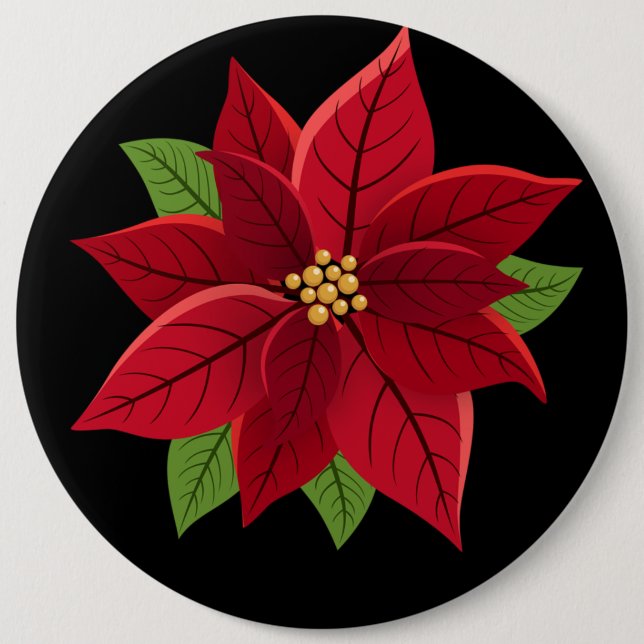 Christmas Poinsettia Gift Button (Front)