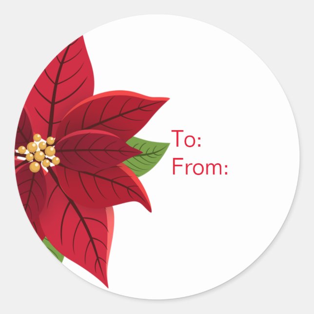 Christmas Poinsettia Gift Tag  (Front)