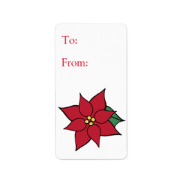 Christmas Poinsettia Gift Tag Label