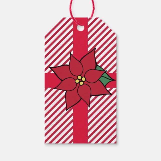 Christmas Poinsettia Gift Tags (Front)