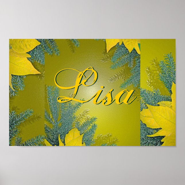 Christmas Poinsettia Gold Lisa II Poster (Front)