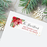 Christmas Poinsettia Gold Splash Return Address Label<br><div class="desc">Festive watercolor poinsettia with faux gold spatter,  script and serif font return address label.</div>