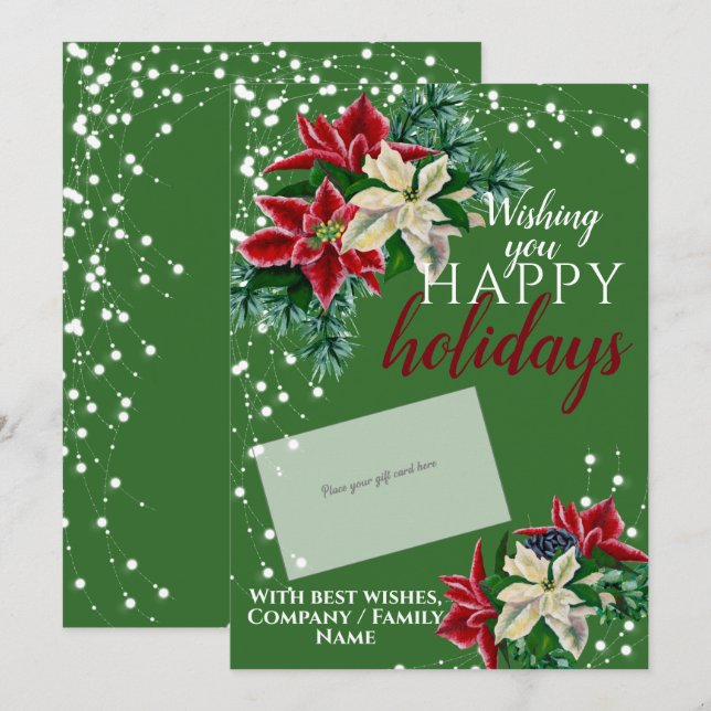Christmas Poinsettia Green Gift Card Holder (Front/Back)
