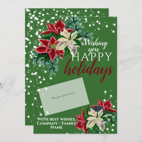 Christmas Poinsettia Green Gift Card Holder