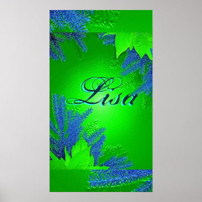 Christmas Poinsettia Green Lisa I Poster (Front)