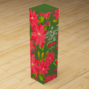 Christmas Poinsettia Green Wine Box