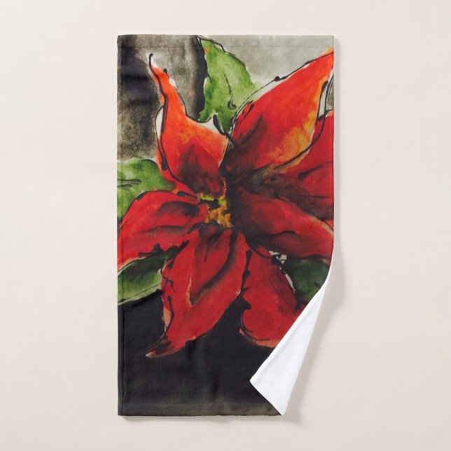 Christmas Poinsettia Hand Towel (Hand Towel)