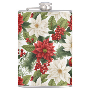 Christmas Poinsettia – Holiday Floral Design Flask