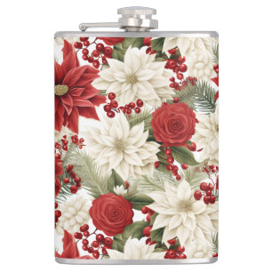 Christmas Poinsettia – Holiday Floral Design Flask