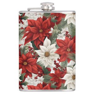 Christmas Poinsettia – Holiday Floral Design Flask