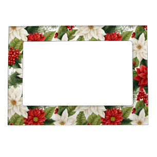 Christmas Poinsettia – Holiday Floral Design Magnetic Frame