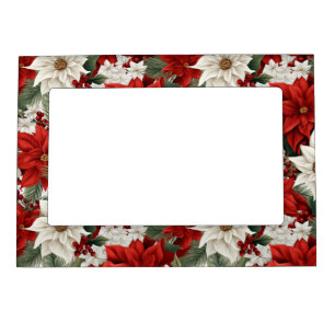 Christmas Poinsettia – Holiday Floral Design Magnetic Frame