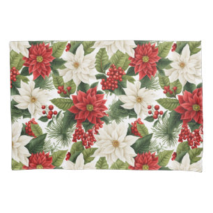 Christmas Poinsettia – Holiday Floral Design Pillow Case