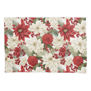 Christmas Poinsettia – Holiday Floral Design Pillow Case