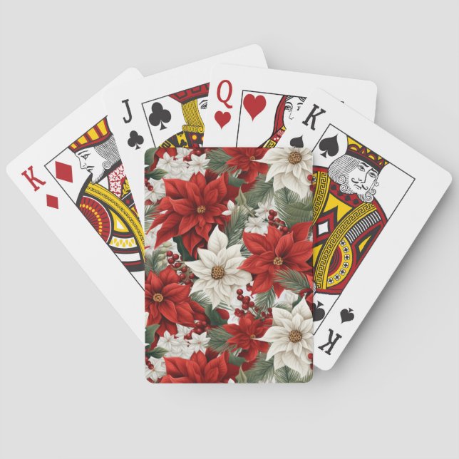 Christmas Poinsettia – Holiday Floral Design Poker Cards (Back)