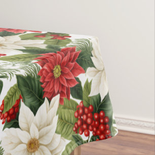 Christmas Poinsettia – Holiday Floral Design Tablecloth