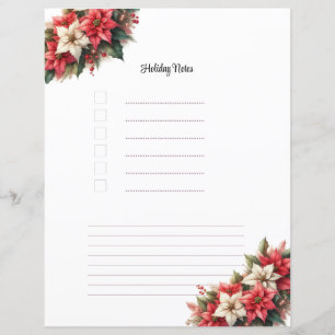Christmas Poinsettia Holiday Notes Planner Page