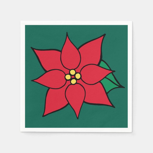 Christmas Poinsettia Holiday Party Napkins  (Front)
