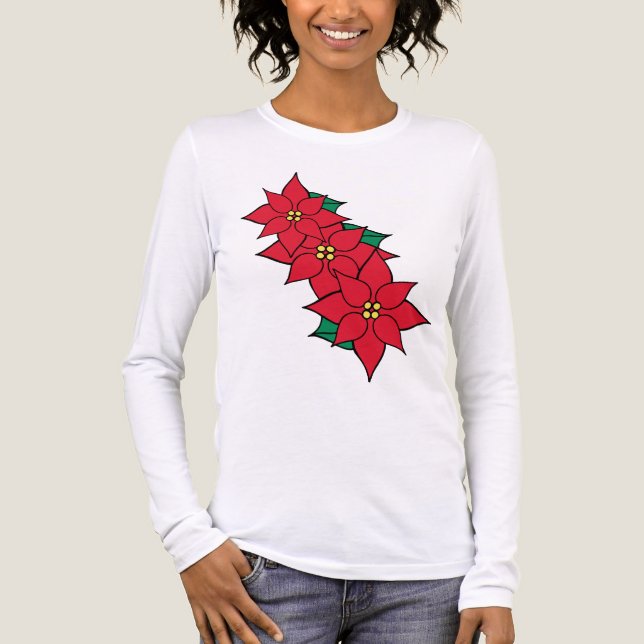 Christmas Poinsettia Holiday T-Shirt  Tri-Blend Shirt (Front)