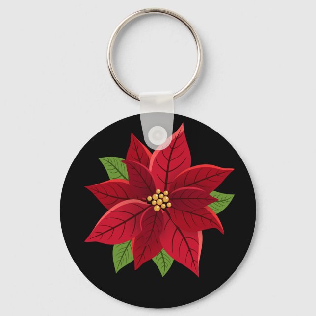 Christmas Poinsettia   Keychain (Front)