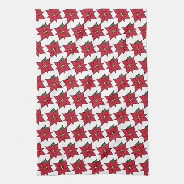 Christmas Poinsettia Kitchen Towel (Vertical)