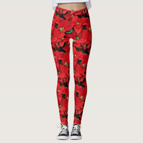 Christmas Poinsettia Leggings