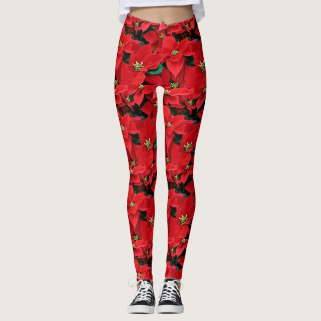 Christmas Poinsettia Leggings (Front)