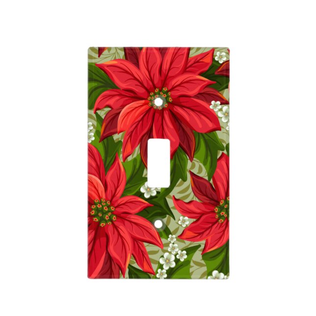 Christmas Poinsettia Light Switch Cover (Front)