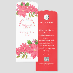 Christmas Poinsettia Logo Qrcode White Red Bookmarks