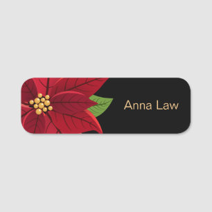 Christmas Poinsettia Name Tag