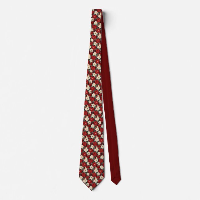 Christmas Poinsettia Neck Tie (Front)