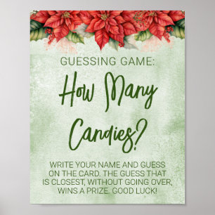 Christmas Poinsettia Neutral Baby Shower Game Poster