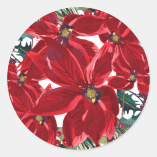 Christmas Poinsettia on Pine Sticker