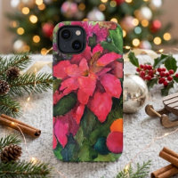 Christmas Poinsettia Original Watercolor Painting