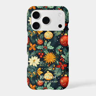 Christmas Poinsettia Ornament Name Art iPhone 17 Pro Case