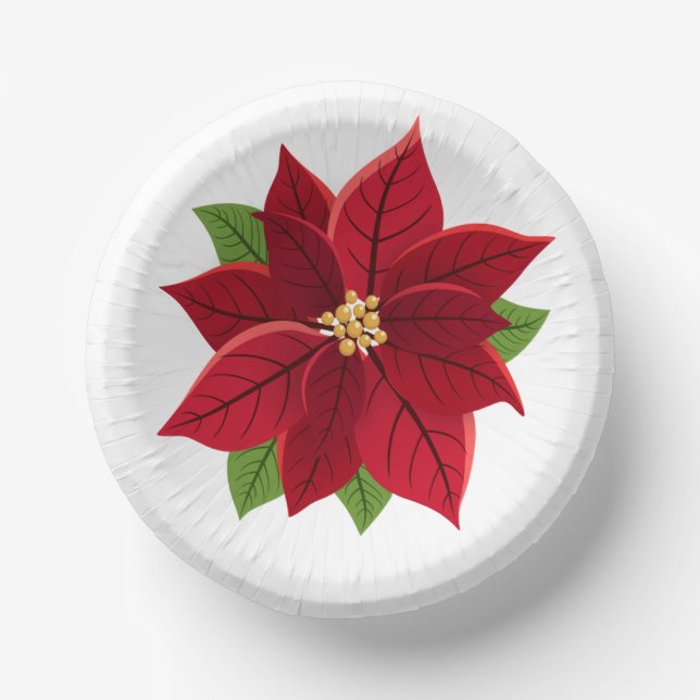 Christmas Poinsettia   Paper Bowls (Front)