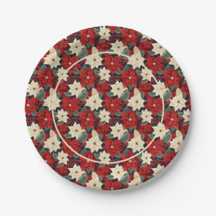 Christmas Poinsettia Paper Plates