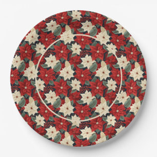 Christmas Poinsettia Paper Plates