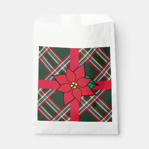 Christmas Poinsettia Party Candy Cookies Favor Bag