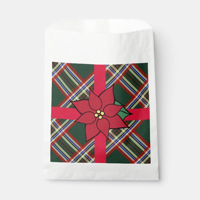 Christmas Poinsettia Party Candy Cookies Favor Bag (Front)