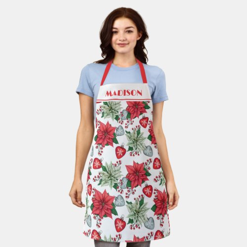 Christmas Poinsettia Pattern  Apron