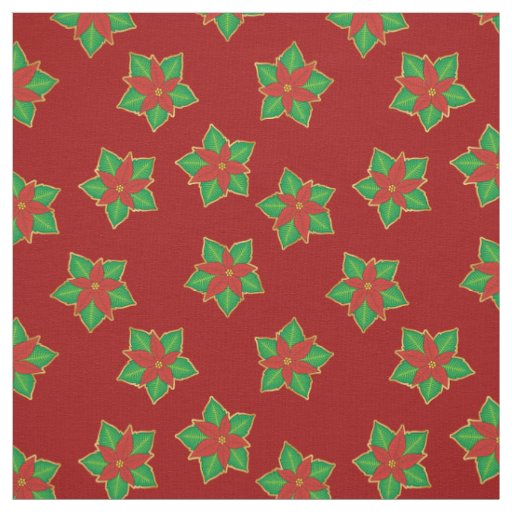 Christmas Poinsettia Pattern Fabric