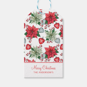 Christmas Poinsettia Pattern Gift Tags