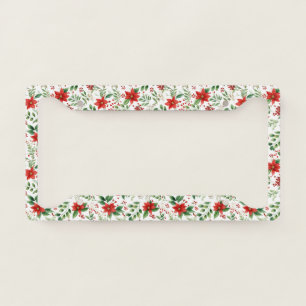 Christmas Poinsettia Pattern License Plate Frame