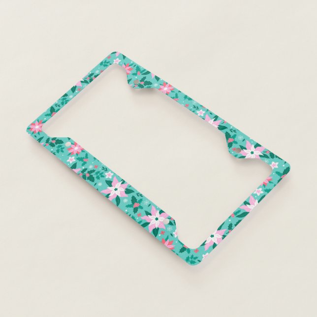 Christmas poinsettia pattern license plate frame (3/4)